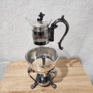 Vintage F.B Rogers Silver & Glass Caffe Carafe
